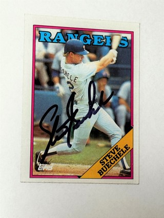 Autographed 1988 Topps Baseball Card Steve Buechele Texas Rangers #537