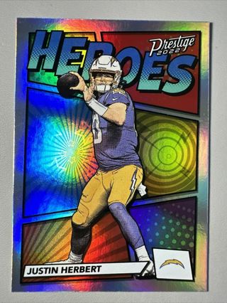 Justin Herbert 2022 Panini Prestige Heroes Holo Insert #H-3 Chargers NFL