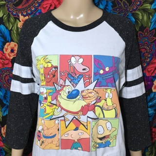 MEN'S NICKTOONS SHIRT NICKELODEON MASHUP MENS SIZE MEDIUM REN STIMPY RUGRATS ETC