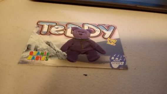 Teddy the Violet Bear with Green Ribbon