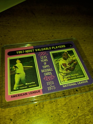 1975 Topps baseball Mickey Mantle/hank Aaron 1957 most valuable players