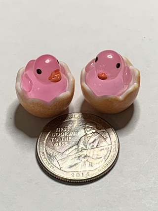 EGG SHELL DUCKS~#12~PINK~SET OF 2~GLOW IN THE DARK~FREE SHIPPING!