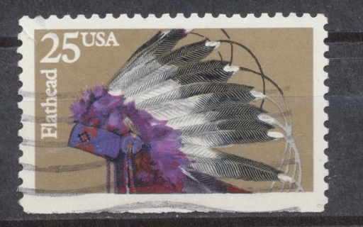 United States:  1990, Flathead Indian Headdress, Used, Scout 3 2503 - US-6200-5a