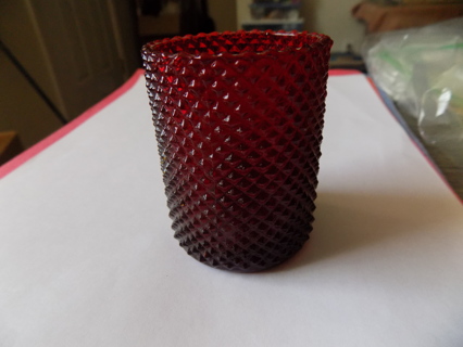 Vintage Ruby Red glass diamond point votive candle holder