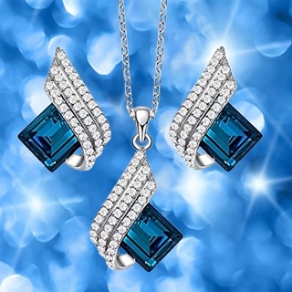 Angel Wings Crystal Pendant Necklace & Earrings Sets