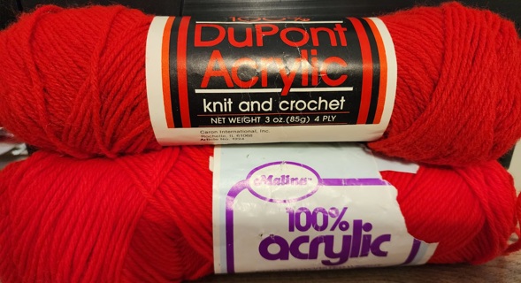 NEW - Acrylic "Red" Yarn - 2 skeins