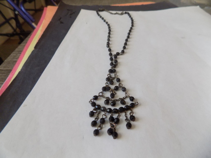 necklace black bead large chandelier charm dangle & chain links