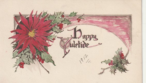 Vintage Used Postcard: Pre Linen: 1912 Happy Yuletide