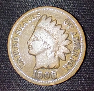 COIN BEAUTIFUL 1898 INDIAN HEAD PENNY 126 YEARS OLD AND A 99 POINT START AUCTION FANTASTIC LOOK!