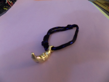 Blue & black metalllic bracelet with crescent moon charm