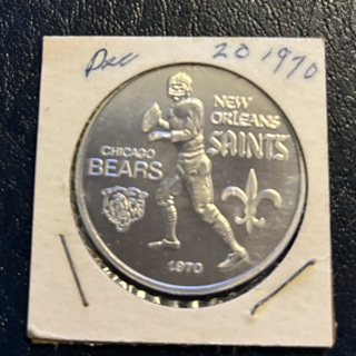 1970 Vintage Uncirculated New Orleans Saints vs Chicago Bears NFL Coin Token