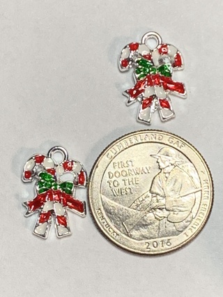 CHRISTMAS CHARMS~#3~CANDY CANES~SET OF 2 CHARMS~SET 3~FREE SHIPPING!