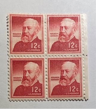 1954 BENJAMIN HARRIS .12 CENT BLOCK OF 4