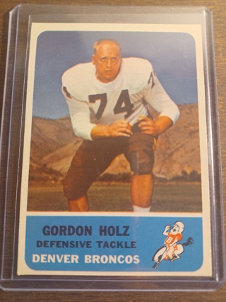 1962 Fleer Football Card Gordon Holz-Denver Broncos VINTAGE