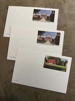 3 Old Unused Postcards from 1995: 1 Red Barn, 2 The Lyceum