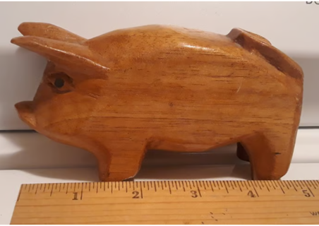 Wooden Pig Figurine