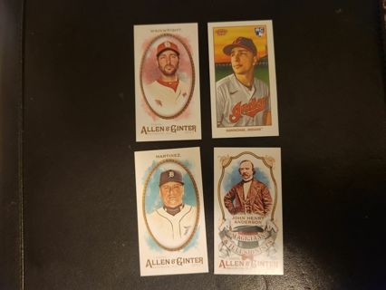 4 card lot minis, ginter, topps 206