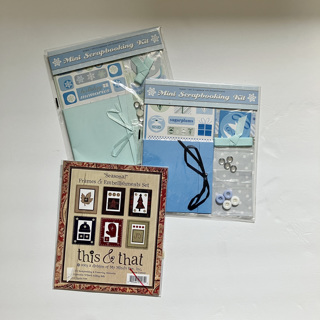 Set of 3 NWOT Retro Scrapbooking Kits DIY Paper Packs in Blue and Brown Colors