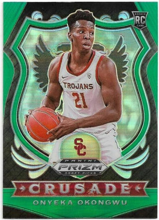 2020 PRIZM DRAFT PICKS ONYEKA OKONGWU CRUSADE GREEN PRIZM REFRACTOR ROOKIE CARD