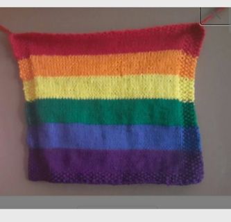 Hand knitted Pride flag