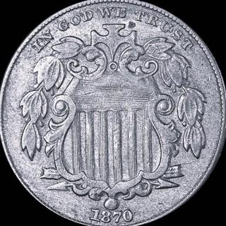 1870 Shield Nickel, Great Date, Little Wear, Ships FREE