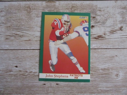 Fleer 91 John Stephens RB Patriots football trading card nmber 144