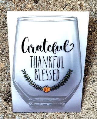 FALL DRINKING GLASS RUB ON TRANSFER STICKER GRATEFUL THANKFUL BLESSED  STYLE 3