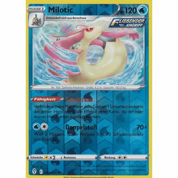 FREE:  Tradingcard - Pokemon 2021 german Milotic 038/203 REVERSE HOLO 