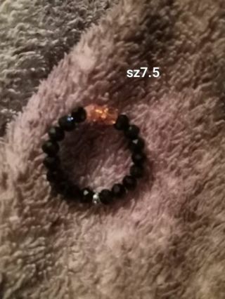 Black & orange Crystal beaded ring