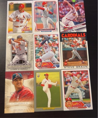 9 St. Louis Cardinals baseball cards 