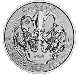 $10 2 oz. 99.99% Pure Silver Coin 'Creatures of the North' Coin 1: Kraken (Bullion)