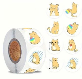 ➡️⭕(8) 1" ADORABLE ORANGE CAT STICKERS!!