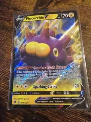 Pokemon Pincurchin V holo rare card 072/192