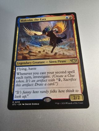 Magic the gathering mtg Malcolm the Eyes rare card Outlaws Thunder Junction