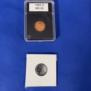 1955 Wheat cent & 1943 steel Wheat cent