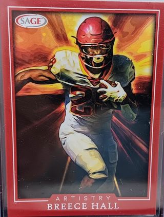 2022 SAGE BREECE HALL ROOKIE ARTISTRY RED # ART-BH NEW YORK JETS