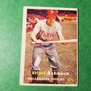 1957 - TOPPS BASEBALL - CARD NO. 70 - RICHIE ASHBURN - PHILLIES - BV= $50 