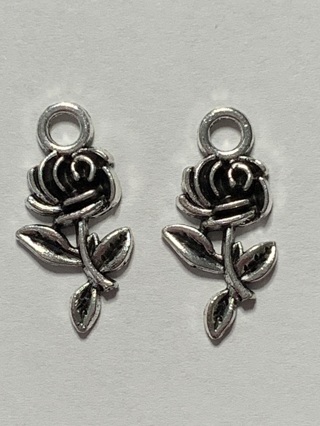 ♦ROSE CHARMS~SET 6~#4~ANTIQUE SILVER~FREE SHIPPING♦