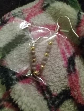 Purple Crystal and gold Beaded hook earrings new