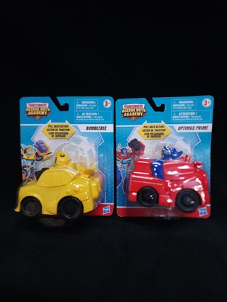 Lot of 2 Bumblebee Optimus Prime Heroes Transformers Rescue Bots Academy Hasbro