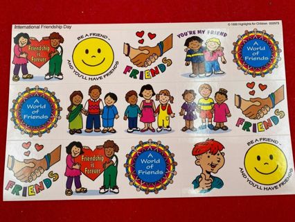 VINTAGE 1999 HIGHLIGHTS HOMESCHOOLING INTERNATIONAL FRIENDSHIP DAY STICKERS