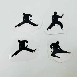 Boy Karate Taekwondo Black Outline Stickers 