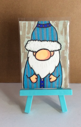 Blue Stripped Gnome Original drawing aceo