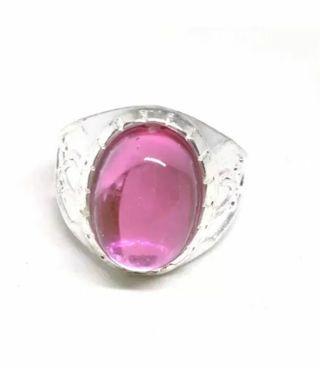 Pink stone silver ring size 9
