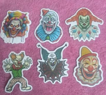 6- "SCARY CLOWN" STICKERS