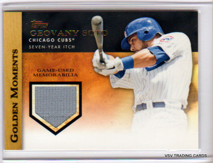 Geovany Soto. 2012 Topps Golden Moments Seven Year Itch RELIC Card, Chicago Cubs