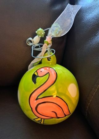 Ceramic PINK FLAMINGO Ornament