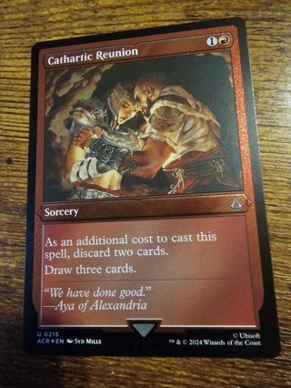 Magic the gathering mtg Cathartic Reunion etched foil card Assassins Creed