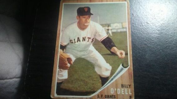 1961/1962 TOPPS BILLY O'DELL SAN FRANCISCO GIANTS BASEBALL CARD# 429 HAS CONDITION ISSUES