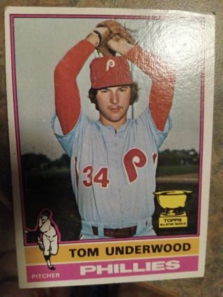 1976 TOPPS ALL STAR ROOKIE TOM UNDERWOOD PHILADELPHIA PHILLIES BASEBALL CARD# 407